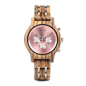 Planet Gates Rosy Women Watches Luxury Chronograph Date Quartz Watch Luxury Versatile Ladies Wooden Timepieces Accept Logo Drop Shipping