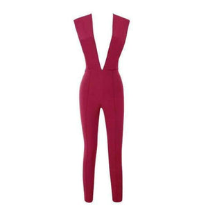 Planet Gates Rosy / XS / United States New Arrival Summer Jumpsuits for Women 2018 Gray Deep v Neck Fitted Elegant White Sexy Bodycon Jumpsuit Clubwear