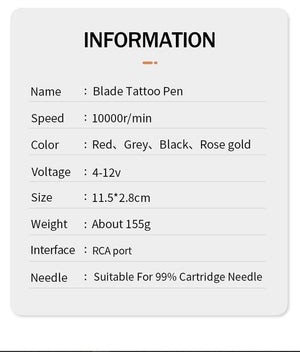 Planet Gates Rotary Tattoo Machine Pen Powerful Durable Motor Silent RCA Jack for Shading and Liner 10000 r/min High Speed Tattoo Supply PMU