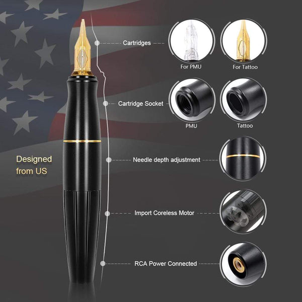 Planet Gates Rotary Tattoo Machine Pen Set Tattoo Kit Permanent Makeup Machine Eyebrow Tattoo Pen Gun Machine PMU Machine Pen