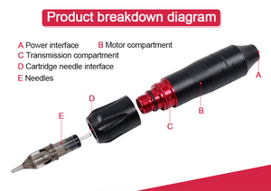 Planet Gates Rotary Tattoo Machine Pen w/Cartridge Needle Tattoo Gun Eyebrow Tattoo Machine Best for Micblading Tattoo Beginner Artist