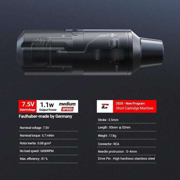 Planet Gates Rotary Tattoo Pen Machine Original FAULHABER Motor RCA Connection Cartridge Needles Professional Tattoos Artists