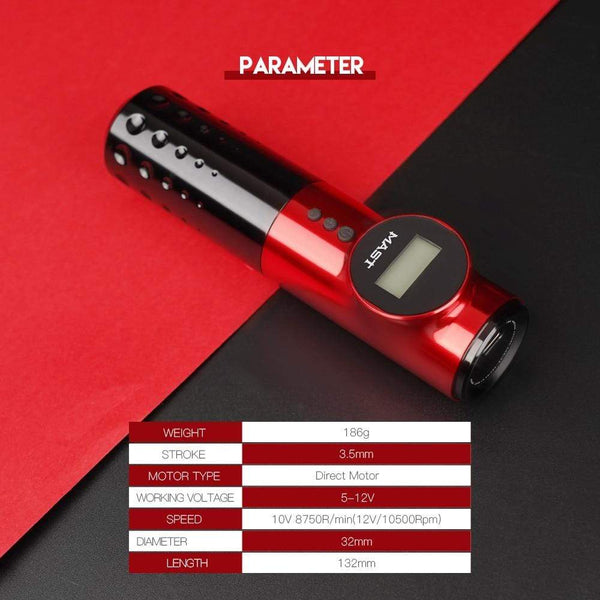 Planet Gates Rotary Tattoo Pen Mast Wireless Battery Pen Machine LED Display Permanent Make Up Machine for Tattoo Artist