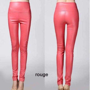 Planet Gates rouge red / L Autumn winter Women legging skinny PU leather pencil Leggings slim faux Leather Pants female fashion thick fleece trousers