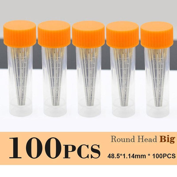 Planet Gates Round 100PCS Big Profession Leather Sewing Needle For Embroidery Stitching Supplies Crafts Pin, Round Blunt Head Big Eye Storage Bottle Needles