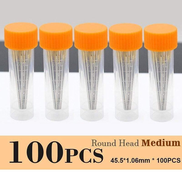 Planet Gates Round 100PCS Medium Profession Leather Sewing Needle For Embroidery Stitching Supplies Crafts Pin, Round Blunt Head Big Eye Storage Bottle Needles