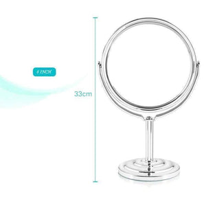 Planet Gates round 8 inch Makeup mirror stand for makeup magnifying 2X table mirrors, Round / Oval double sided mirror Silver metal