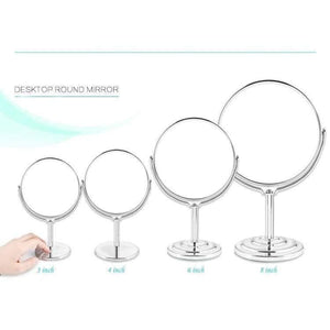 Planet Gates round 8 inch Makeup mirror stand for makeup magnifying 2X table mirrors, Round / Oval double sided mirror Silver metal