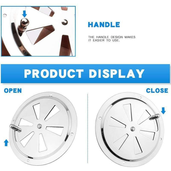 Round Air Louver Vent & Side Knob Opening Grille Cover Marine Boat RV 316 Stainless Steel Ventilation Louvered Vent 5inch