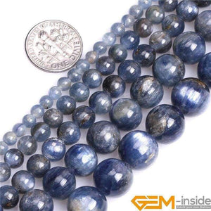 Planet Gates Round Blue Kyanite Beads,Selectable Size 4mm To 12mm,Fshion Jewelry Beads For Women Bracelet Making,Strand 15" Free Shipping