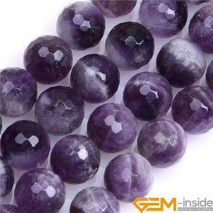 Planet Gates Round Faceted Dream Lace Amethysts,Selectable 8mm 10mm 12mm,Fashion Jewelry Beads For DIY Bracelet Making Strand 15 Inch