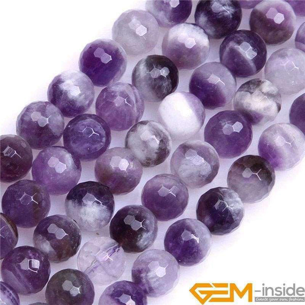 Planet Gates Round Faceted Dream Lace Amethysts,Selectable 8mm 10mm 12mm,Fashion Jewelry Beads For DIY Bracelet Making Strand 15 Inch