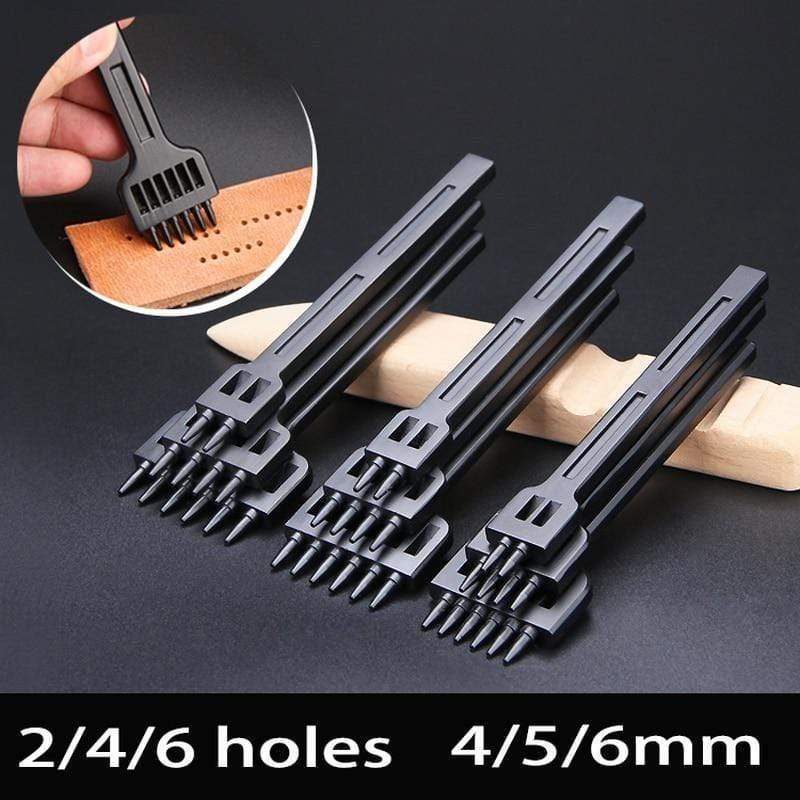 Planet Gates Round Hole Punch Row Prong Stitching Cutter Tool Hand Sewing Hole Leather Craft Tools Spacing Cutting 4mm 5mm 6mm 2/4/6 Holes