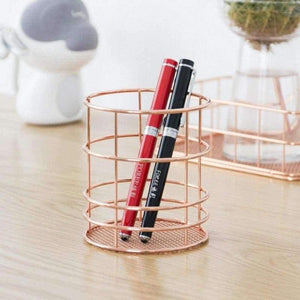 Planet Gates Round Metal Hollowed out Pen Holder Box Case Organizer Home Desk Stationery Decor Office School Desk Accessories Supplies