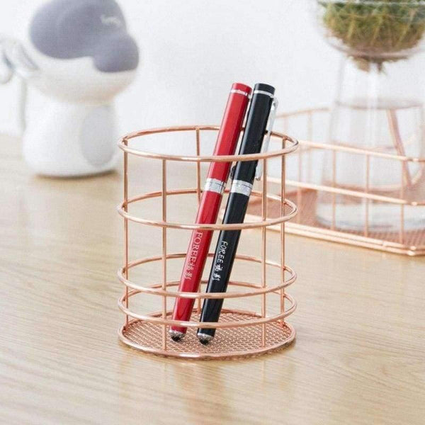 Planet Gates Round Metal Hollowed out Pen Holder Box Case Organizer Home Desk Stationery Decor Office School Desk Accessories Supplies