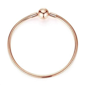 Planet Gates Round Rose Gold / 15cm 925 Sterling Silver Bracelet Bead Charm Heart Snowflake Rose Snake Chain Basic Bracelets Pan Women DIY Jewelry