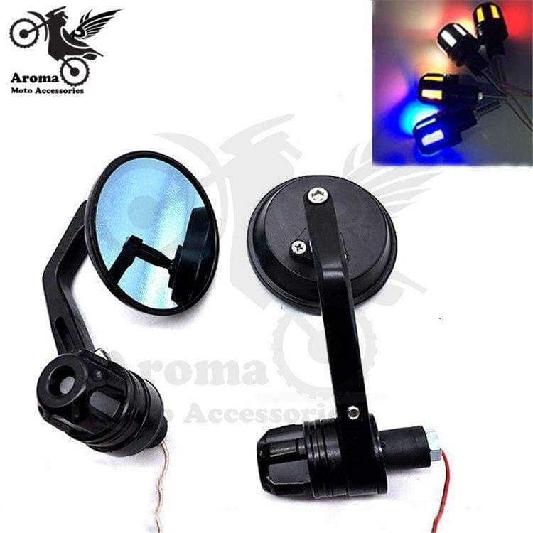 Planet Gates round scooter parts motorcycle mirror handlebar end motorbike side mirror with LED for honda yamaha suzuki bar end decal moto