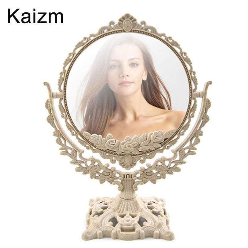 Planet Gates round shape white Women Makeup Mirror Vintage Floral Oval Round Handhold Mirror Princess Elegant Makeup Beauty Tools espelho de maquiage