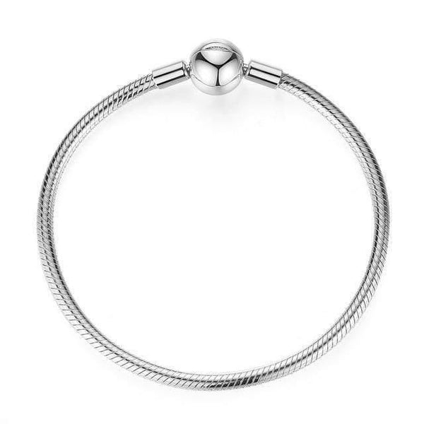 Planet Gates Round Silver / 15cm 925 Sterling Silver Bracelet Bead Charm Heart Snowflake Rose Snake Chain Basic Bracelets Pan Women DIY Jewelry