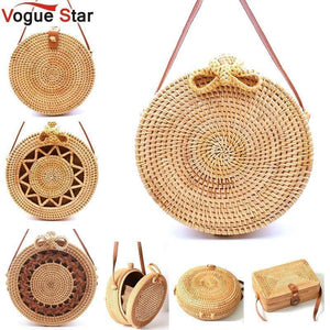 Planet Gates Round Straw Bags Women Summer Rattan Bag Handmade Woven Beach Cross Body Bag Circle Bohemia Handbag Bali Lowest price L31