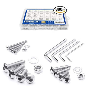 880Pcs M2 M3 M4 M5 Hex Hexagon Socket Screw Set Stainless Steel Flat Round Cap Head Screw Kit Bolts And Nuts Allen Bolts Set