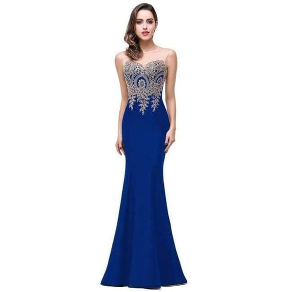 Planet Gates royal blue / 2 Sexy Backless Red Mermaid Lace Evening Dress Long Cheap Appliques Evening Gowns Vestido de Festa