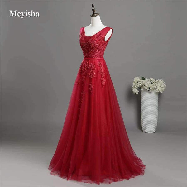 Planet Gates Royal Blue / 2 V Neck Lace Beaded Navy Royal Blue Burgundy Black Red Silver Bridesmaid Dresses Formal Party Gowns Dress Plus Size