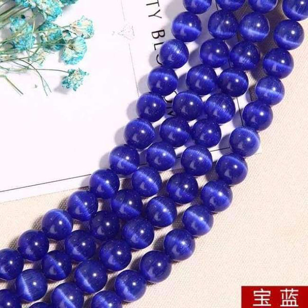 Planet Gates royal blue / 4mm 95pcs White/Pink/Purple/Green Natural Cat Eye Beads for Making Jewelry DIY Bracelets Necklace Findings Wholesale 4/6/8/10/12MM Strand