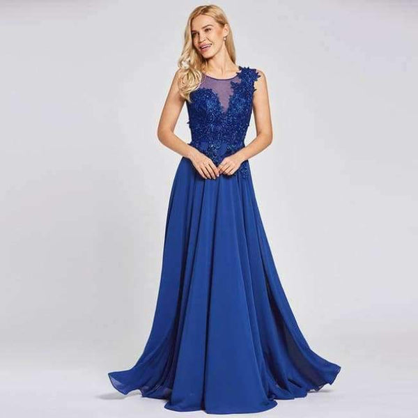 Planet Gates Royal Blue / 6 Long evening dress  cheap a line sleeveless lace up chiffon formal prom party dress evening dress