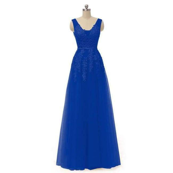 Planet Gates royal blue / 6 V-neck Evening Dress Robe De Soiree 2018 High Quality Grey Tulle With Applique Evening Dresses Real Photo Vestido De Festa