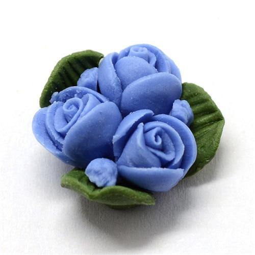 Planet Gates RoyalBlue 50pcs Handmade Porcelain Flower Cabochons China Clay Beads DIY Jewelry Making about 15.5~17.5mm long 15~17mm wide 8~9mm thick