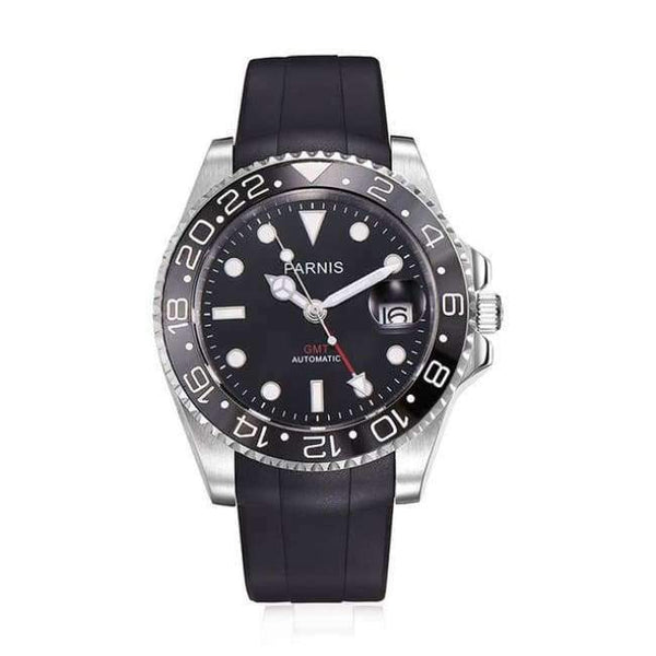 Planet Gates rubber red needle Parnis 40mm Mechanical Watches GMT Sapphire Crystal Man Watch 2018 Diver Watch Automatic relogio masculino Role Luxury Watch Men