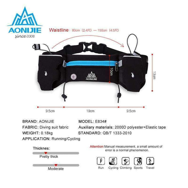 Planet Gates Runing waist bags Sports Hydration Belt Bottle Holder Fanny Pack Marathon Running Reflective Adjustable Waist Belt Bags
