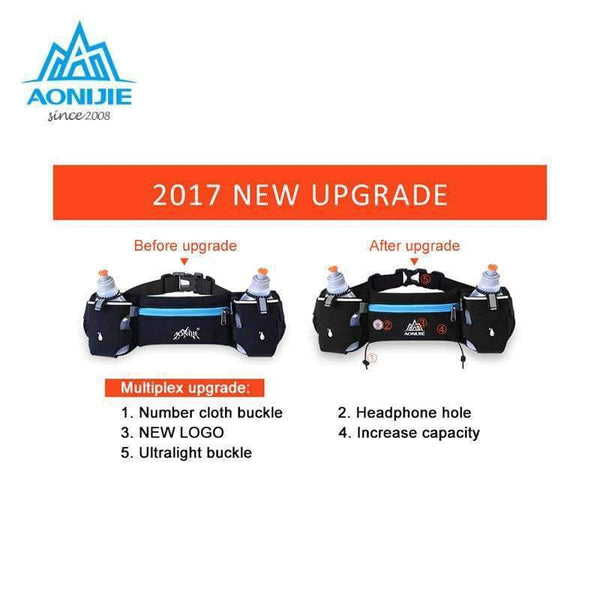 Planet Gates Runing waist bags Sports Hydration Belt Bottle Holder Fanny Pack Marathon Running Reflective Adjustable Waist Belt Bags
