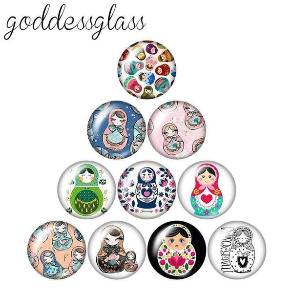 Planet Gates Russian Doll 10pcs mixed 12mm/18mm/20mm/25mm Round photo glass cabochon demo flat back Making findings