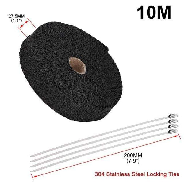 Planet Gates Russian Federation / 2.5cm 10m black 5cm*5M 10M 15M Titanium/Black Exhaust Heat Wrap Roll for Motorcycle Fiberglass Heat Shield Tape with Stainless Ties