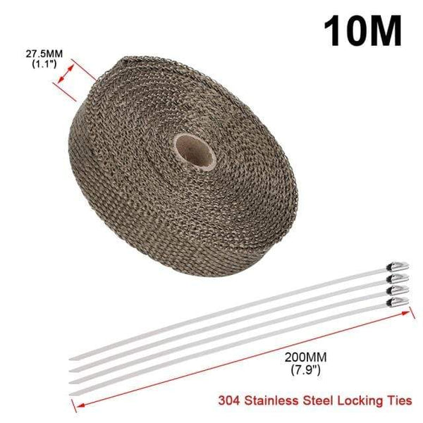 Planet Gates Russian Federation / 2.5cm 10m Titanium 5cm*5M 10M 15M Titanium/Black Exhaust Heat Wrap Roll for Motorcycle Fiberglass Heat Shield Tape with Stainless Ties