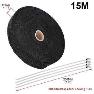 Planet Gates Russian Federation / 2.5cm 15m black 5cm*5M 10M 15M Titanium/Black Exhaust Heat Wrap Roll for Motorcycle Fiberglass Heat Shield Tape with Stainless Ties