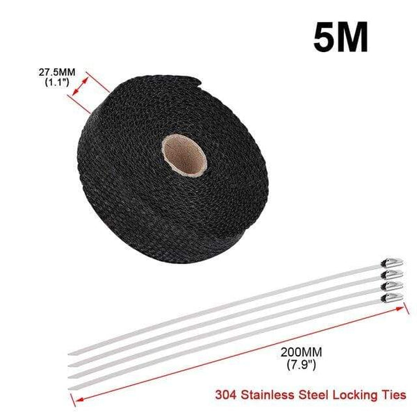 Planet Gates Russian Federation / 2.5cm 5m black 5cm*5M 10M 15M Titanium/Black Exhaust Heat Wrap Roll for Motorcycle Fiberglass Heat Shield Tape with Stainless Ties