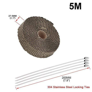 Planet Gates Russian Federation / 2.5cm 5m Titanium 5cm*5M 10M 15M Titanium/Black Exhaust Heat Wrap Roll for Motorcycle Fiberglass Heat Shield Tape with Stainless Ties