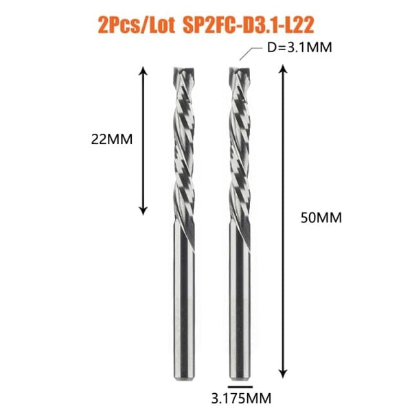 Planet Gates Russian Federation / 2PC-SP2FC-D3.1-L22 2PCS/LOT Compression Milling Cutter Woodwork DOWN Cut Two Flute Spiral Carbide Milling Tool CNC Router Bits Wood End Mill Cutter