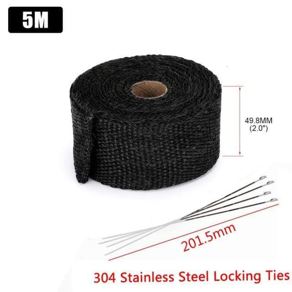 Planet Gates Russian Federation / 5cm 5m black 5cm*5M 10M 15M Titanium/Black Exhaust Heat Wrap Roll for Motorcycle Fiberglass Heat Shield Tape with Stainless Ties