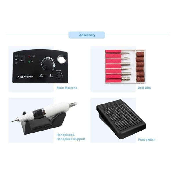 Planet Gates Russian Federation / Black Electric Nail Drill Machine 35000RPM 25W Pro Diamond Nail Cutter Bit Pedicure Maniure Machine Nail Drill Bits Nail Polisher Tool