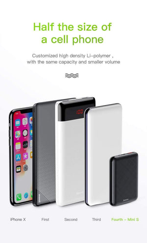 Planet Gates Russian Federation / Black Power Bank Baseus 10000mAh USB PD 3A Fast Charging Power Bank For iPhone Xs Xs Max USB Charging Powerbank For Samasung Xiaomi Huawei Bank