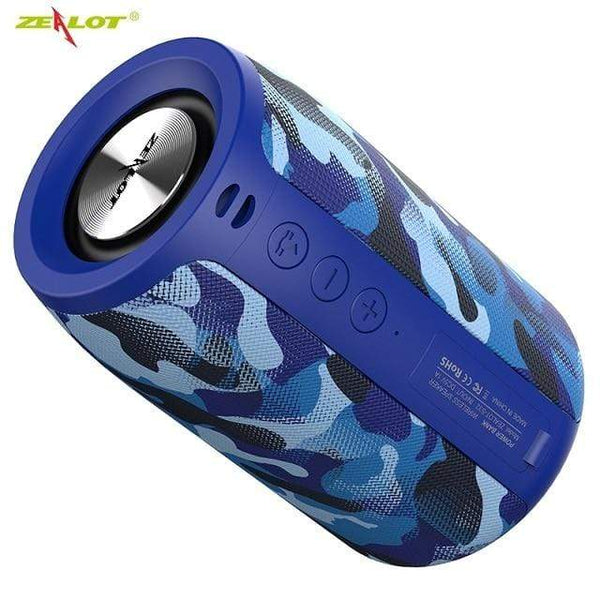 Planet Gates Russian Federation / Blue Camouflage ZEALOT S32 Wireless Bluetooth Speaker Mini Portable HIFI Subwoofer Speaker with fm Radio Column Support TF, TWS, USB Flash Drive
