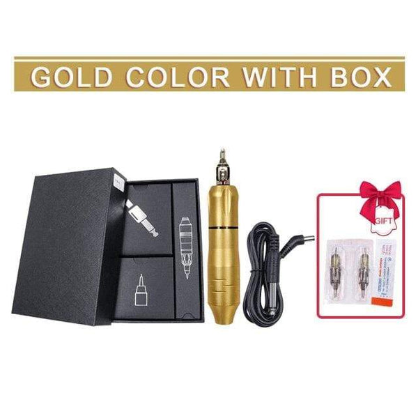 Planet Gates Russian Federation / Gold Rotary Tattoo Machine Pen w/Cartridge Needle Tattoo Gun Eyebrow Tattoo Machine Best for Micblading Tattoo Beginner Artist