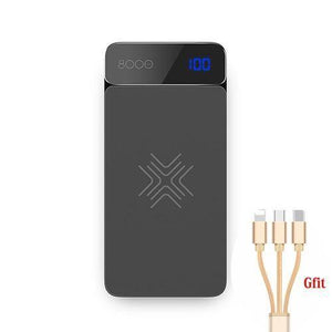 Planet Gates Russian Federation / grey ROCK Wireless Charging External Battery PowerBank  8000mah LCD Wireless Charger Power Bank For iPhone X Xr  Xs Max
