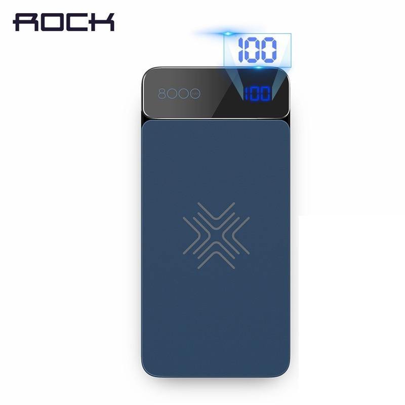 Planet Gates Russian Federation / grey ROCK Wireless Charging External Battery PowerBank  8000mah LCD Wireless Charger Power Bank For iPhone X Xr  Xs Max