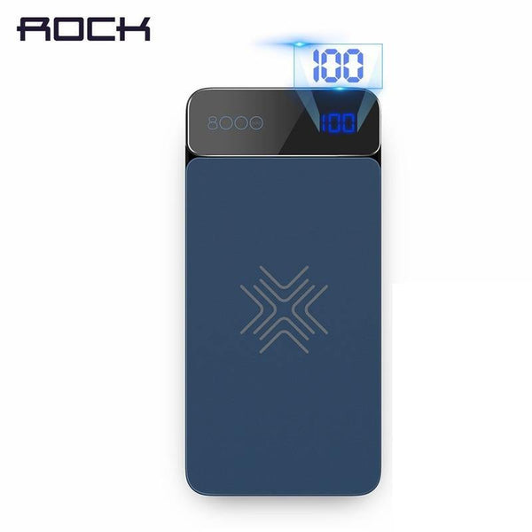 Planet Gates Russian Federation / grey ROCK Wireless Charging External Battery PowerBank  8000mah LCD Wireless Charger Power Bank For iPhone X Xr  Xs Max