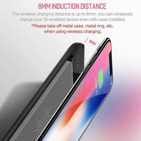 Planet Gates Russian Federation / grey ROCK Wireless Charging External Battery PowerBank  8000mah LCD Wireless Charger Power Bank For iPhone X Xr  Xs Max